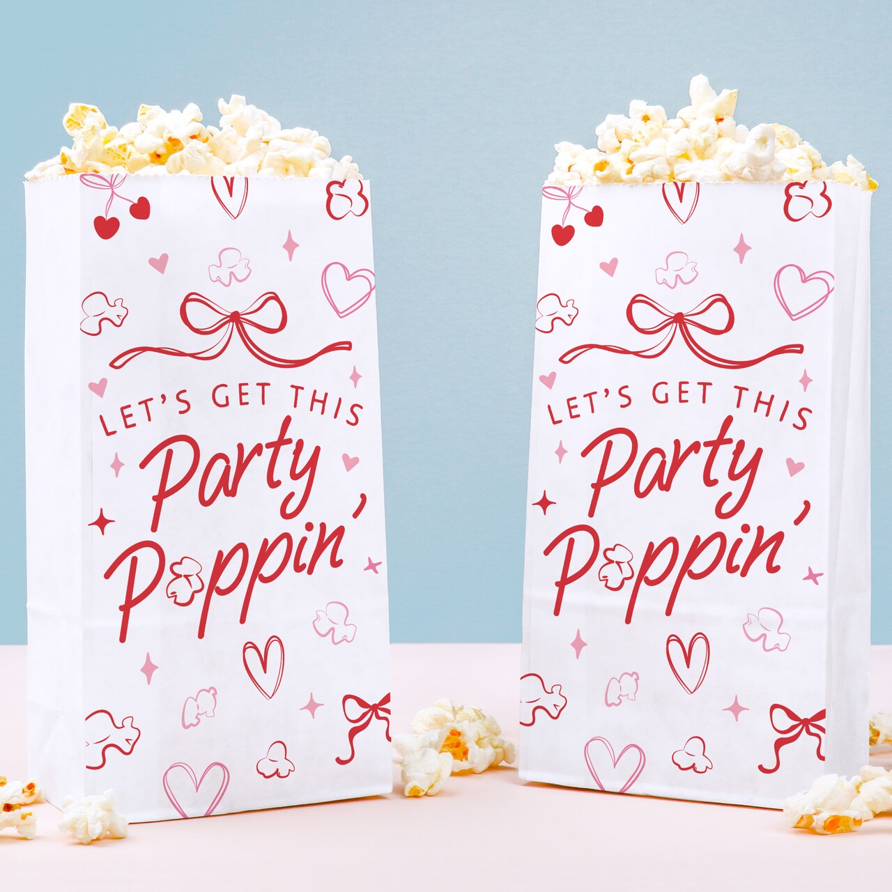 Big Dot of Happiness Drinks with the Girls Popcorn Bags, Birthday, Bachelorette, or Galentine’s Day Favor, Free-Standing Individual Paper Bags - 25 Ct